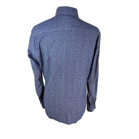 Men's Ledbury Blue Pattern Slim Fit Button-Down Shirt - Picture 5 of 5